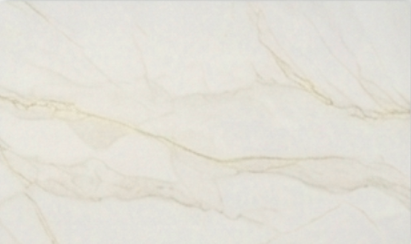 A close-up of a light beige marble or stone surface with soft cream and tan veining running vertically.